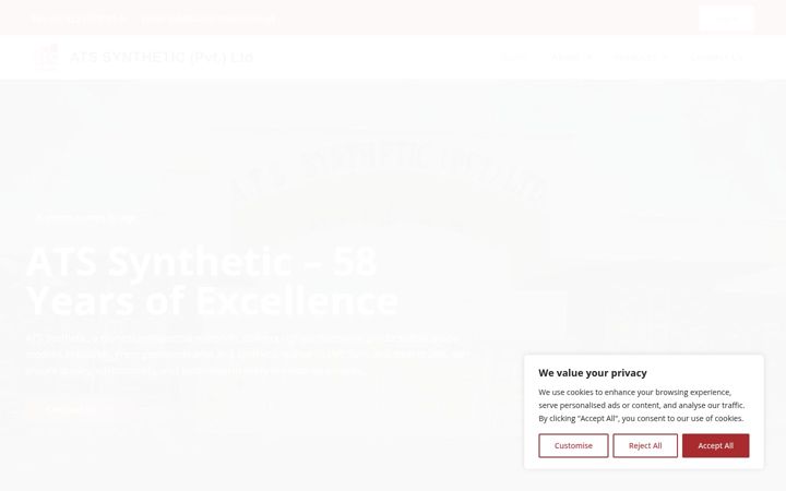 Ekrānuzņēmums no atssynthetic.com.pk