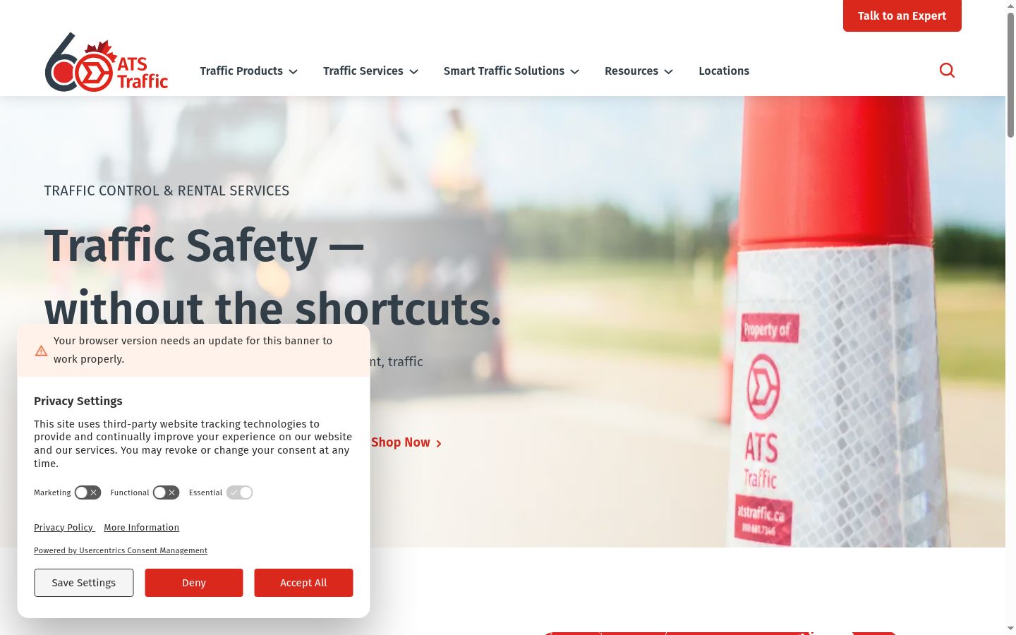 Screenshot of the consent banner shown before any interaction