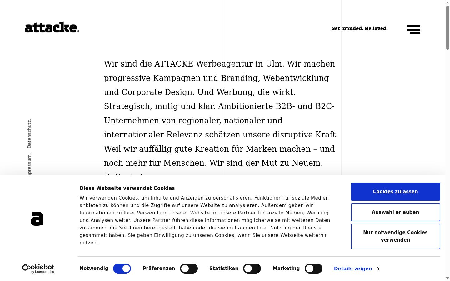 Screenshot del banner di consenso mostrato prima di qualsiasi interazione