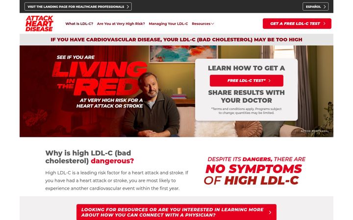 Ekrānuzņēmums no attackheartdisease.com