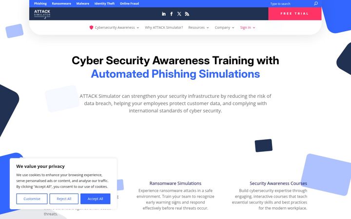 Screenshot of attacksimulator.com