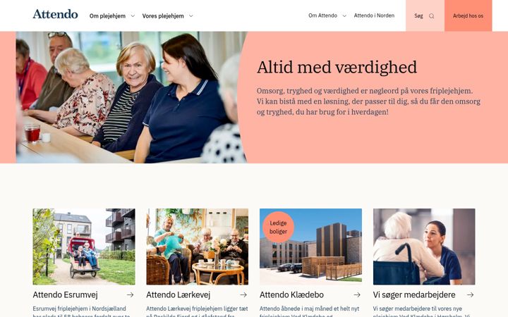 Screenshot of attendo.dk