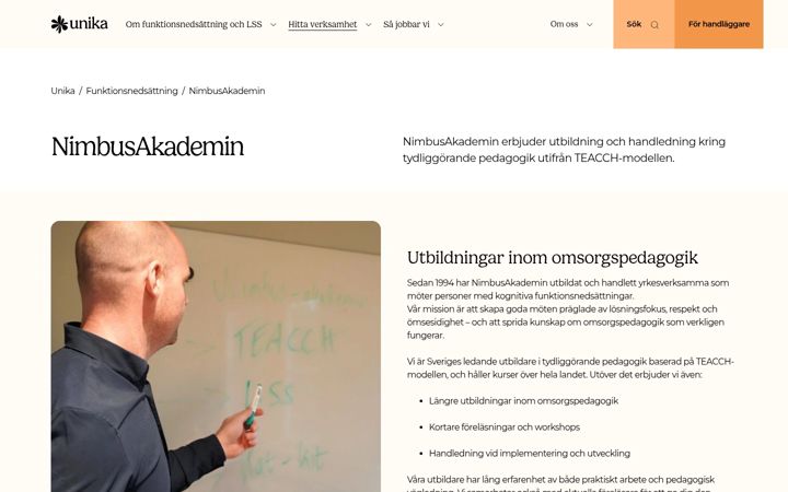 Screenshot of attendonimbusakademin.se