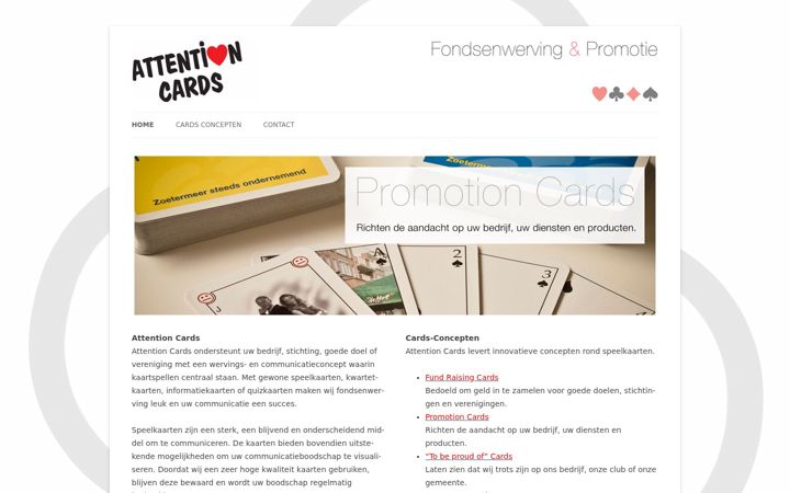 Screenshot of attentioncards.nl