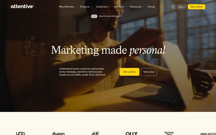 Screenshot of attentive.com