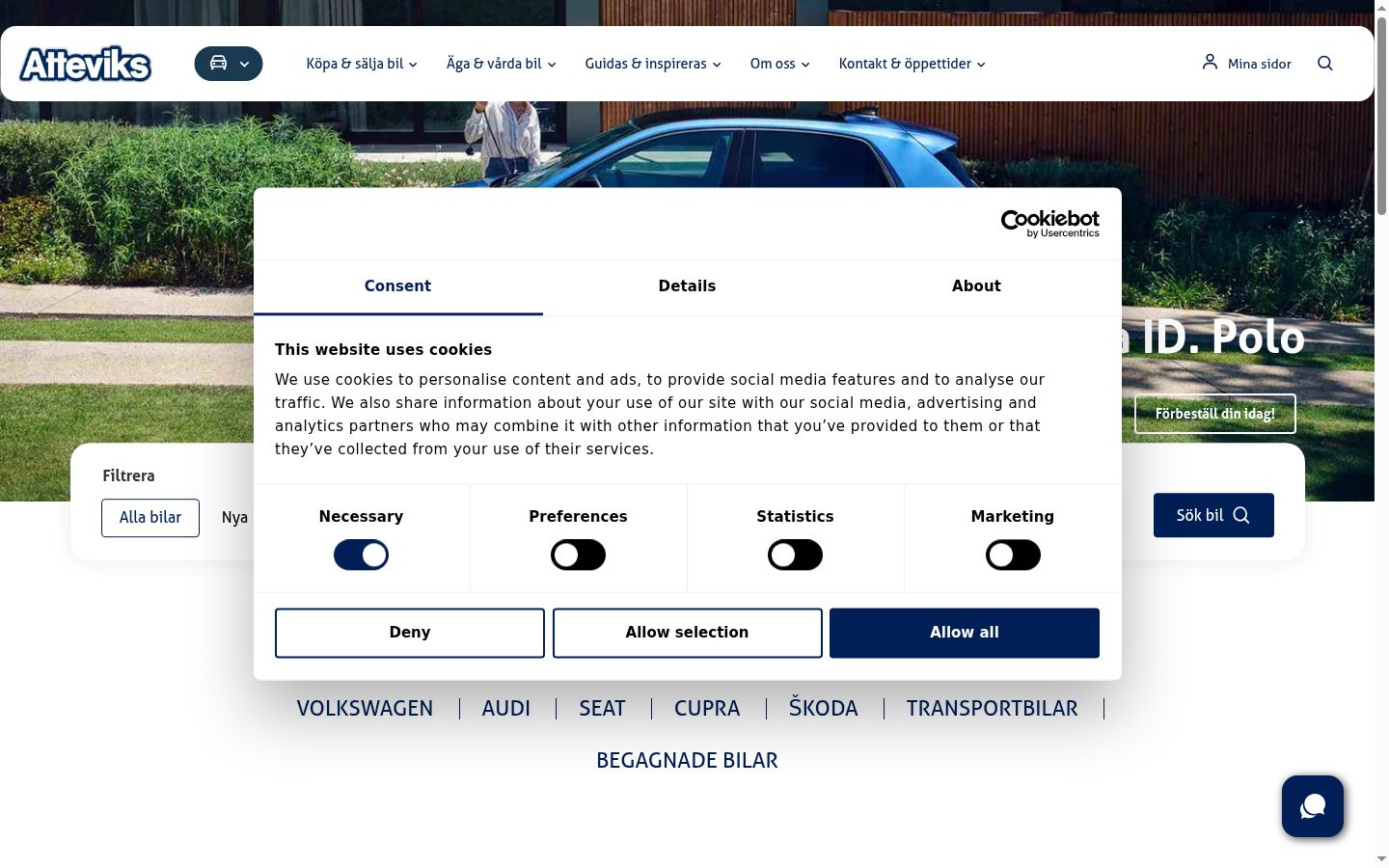 Screenshot tal-banner tal-kunsens muri qabel kwalunkwe interazzjoni