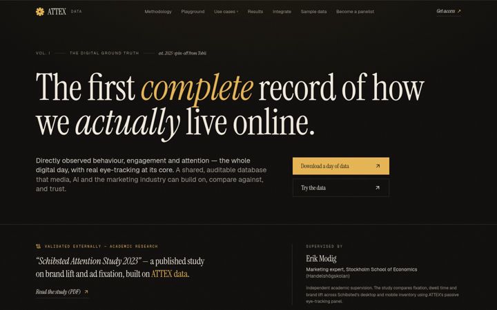 Kuvakaappaus sivustosta attexdata.ai