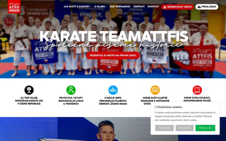 Kuvakaappaus sivustosta attfiskarate.cz