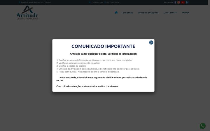 Kuvakaappaus sivustosta attgestao.com.br