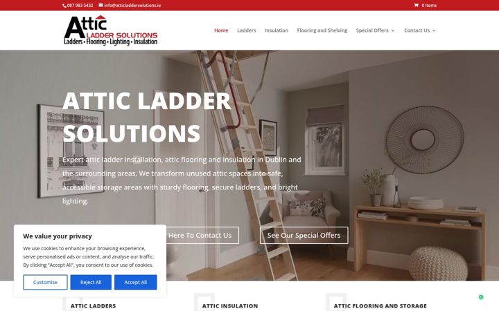 Screenshot of atticladdersolutions.ie