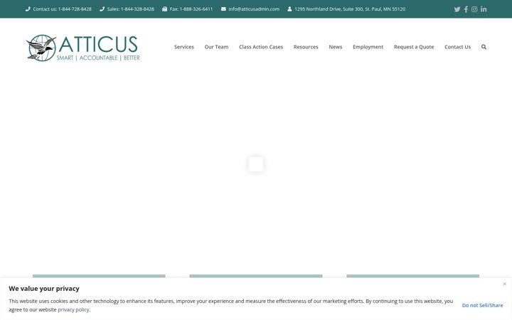 Ekrano kopija atticusadmin.com