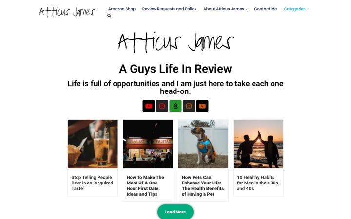 Screenshot of atticusjames.com