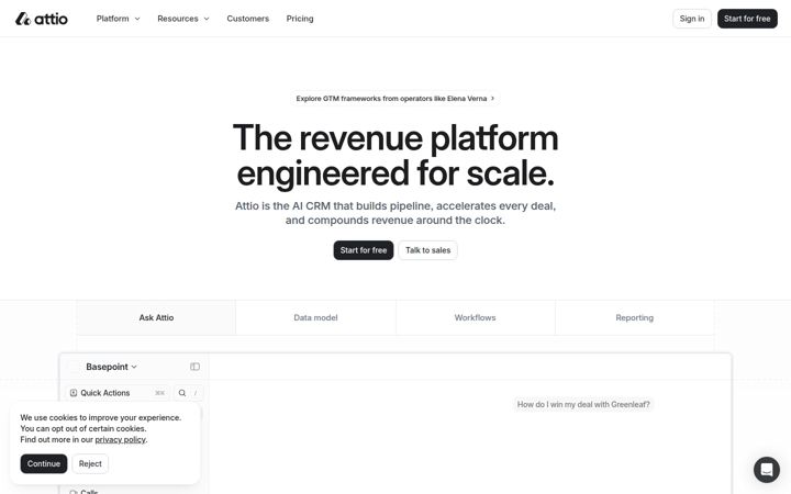 Screenshot of attio.com