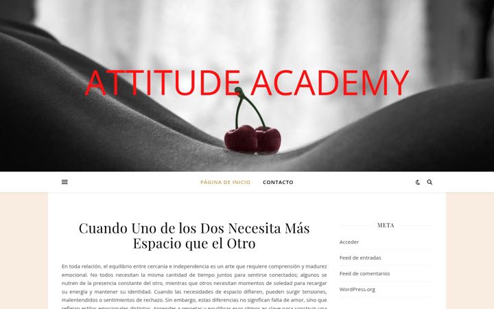 Kuvakaappaus sivustosta attitudeacademy.es