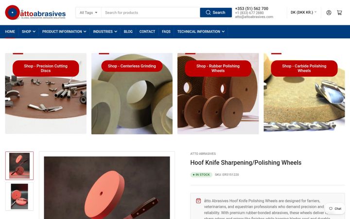 Screenshot of attoabrasives.com