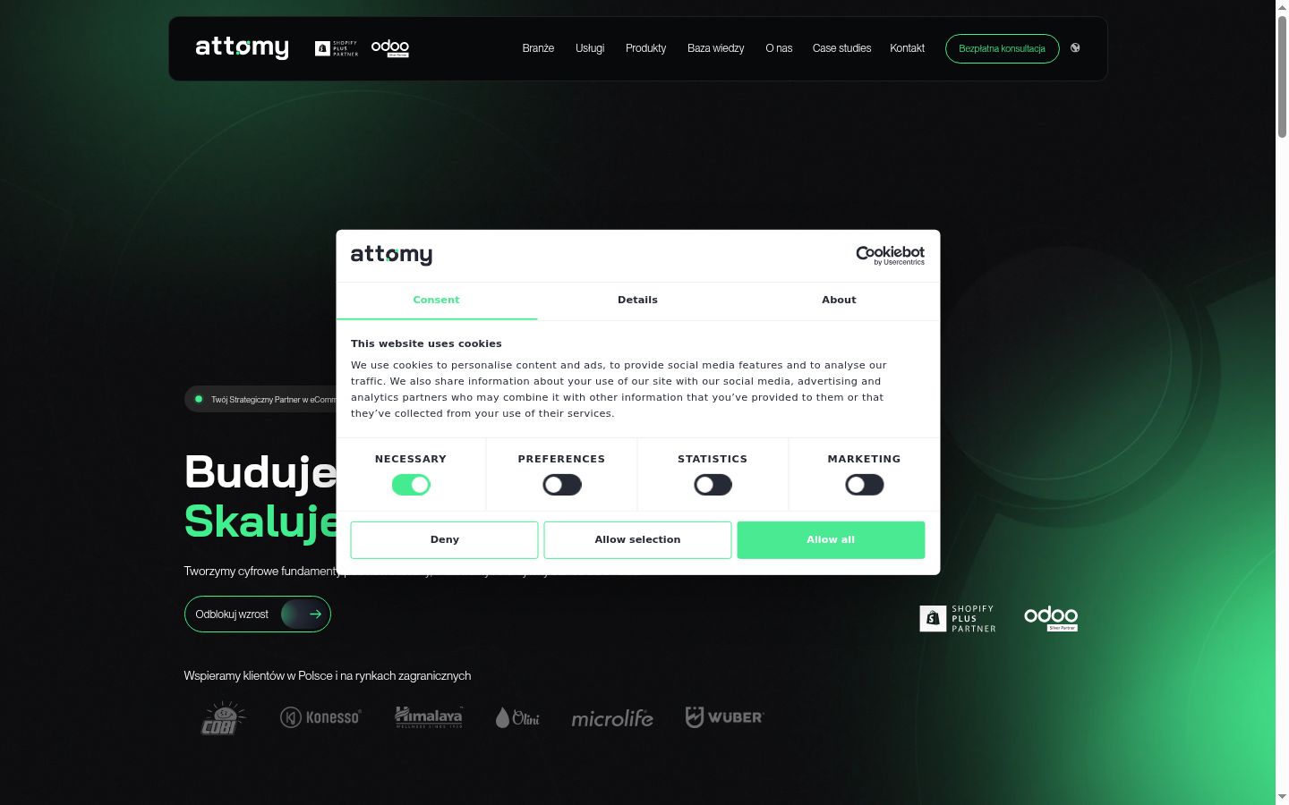 Screenshot of the consent banner shown before any interaction
