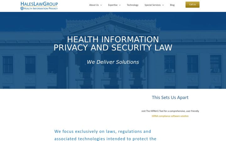 Screenshot stránky attorneyhales.com