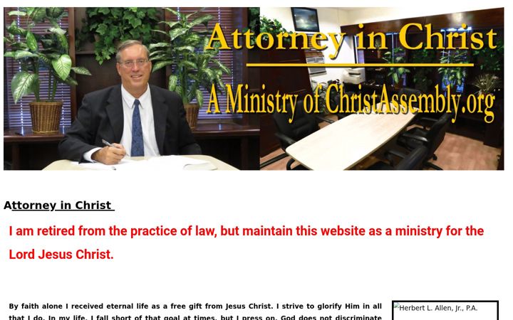 Screenshot of attorneyinchrist.com