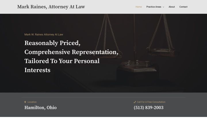 Screenshot stránky attorneyraines.com