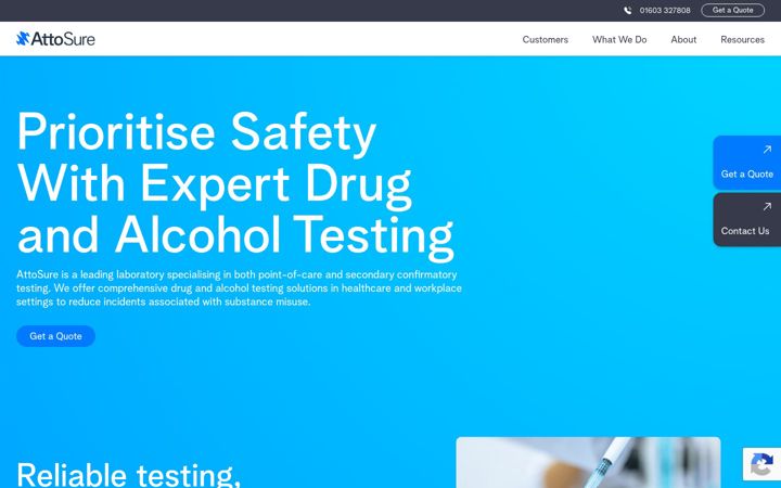 Screenshot van attosure.co.uk