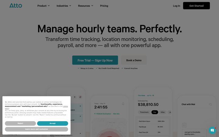 Screenshot of attotime.com