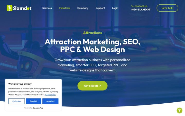 Snimka zaslona za attractionseo.com