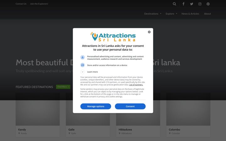 Screenshot of attractionsinsrilanka.com