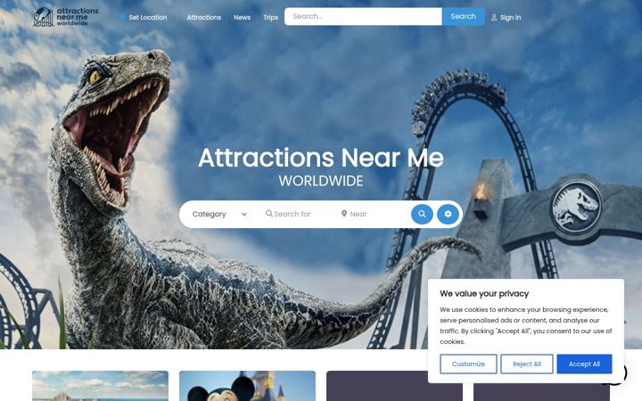 Screenshot of attractionsnearme.com