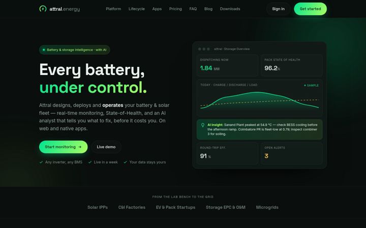 Screenshot of attral.energy
