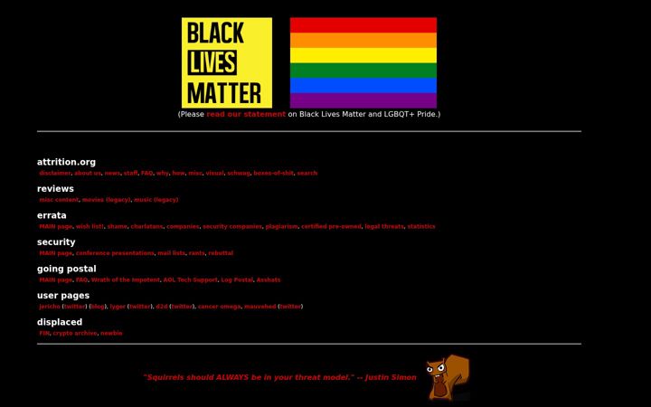 Screenshot of attrition.org