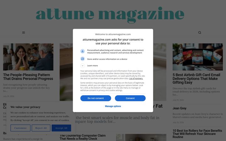 Screenshot of attunemagazine.com