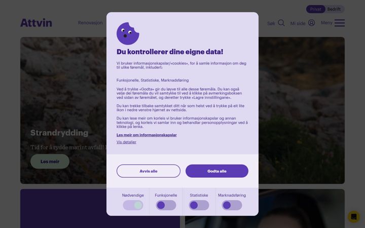 Screenshot stránky attvin.no