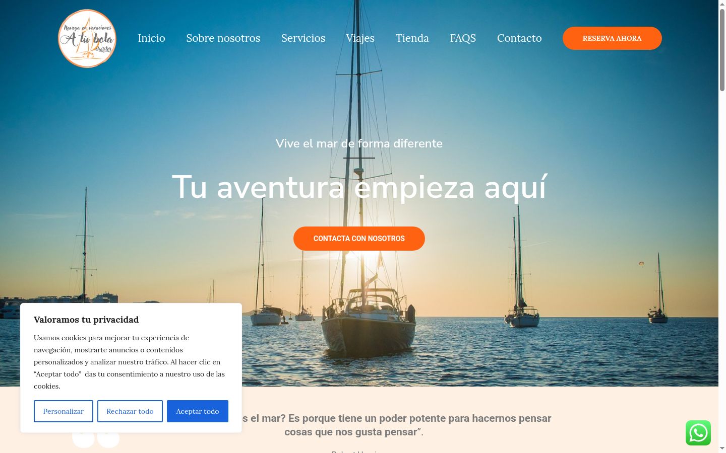 Captura de ecrã do banner de consentimento apresentado antes de qualquer interação