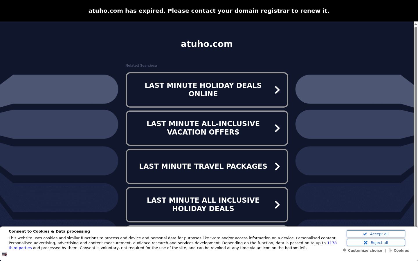 Screenshot del banner di consenso mostrato prima di qualsiasi interazione