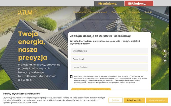 Kuvakaappaus sivustosta atum-instalacje.pl