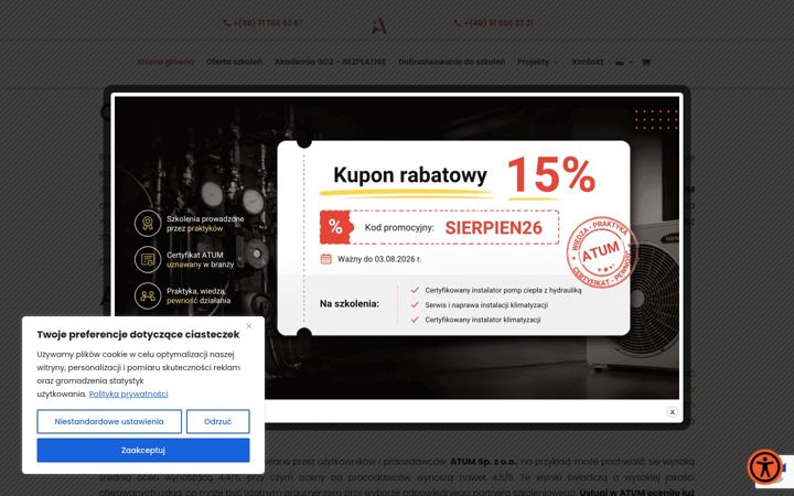 Kuvakaappaus sivustosta atum.edu.pl
