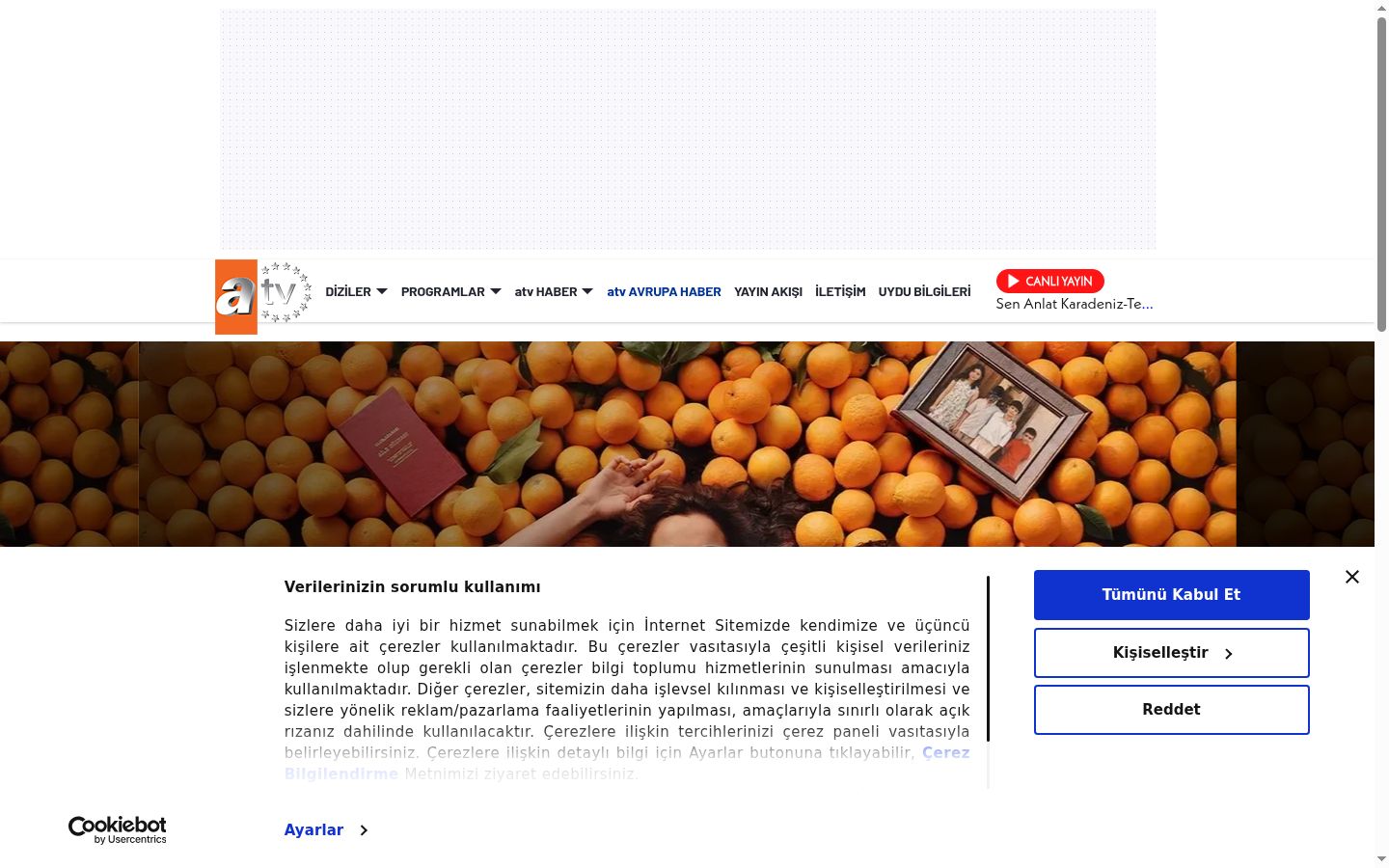 Képernyőkép a bármilyen interakció előtt megjelenő hozzájárulási bannerről