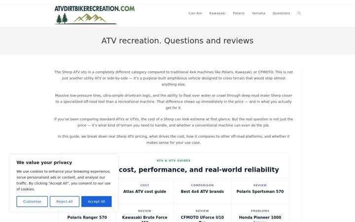 Captura de pantalla de atvdirtbikerecreation.com