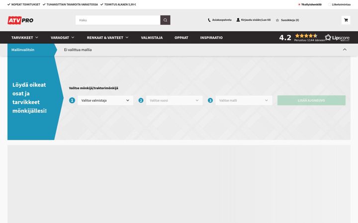 Snímek obrazovky atvpro.fi
