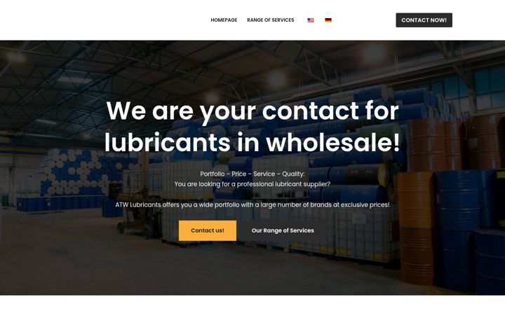 Screenshot stránky atw-lubricants.com