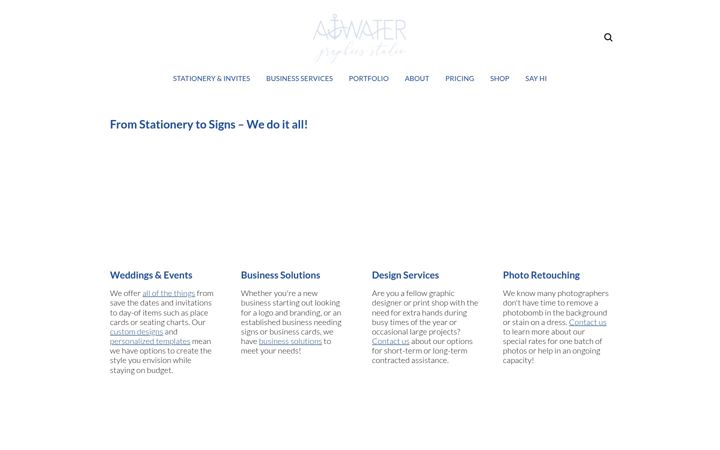 Screenshot stránky atwatergraphics.com