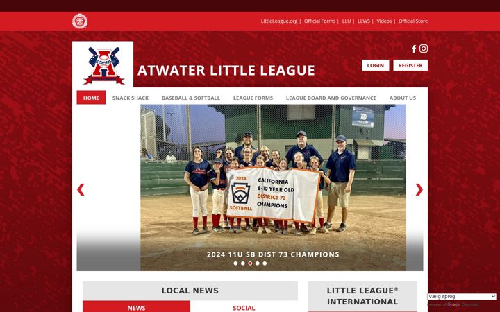 Screenshot of atwaterlittleleague.org