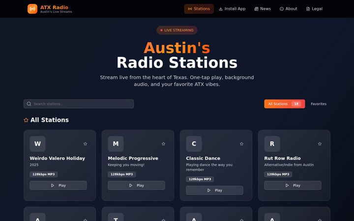 Screenshot of atxradio.com