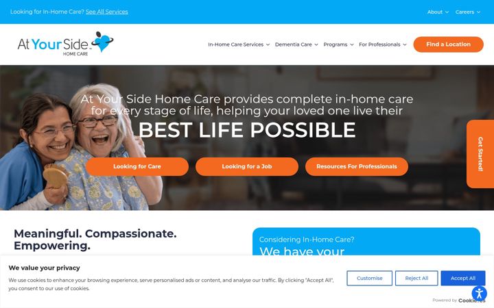 Képernyőkép: atyoursidehomecare.com