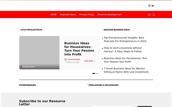 Captura de pantalla de atzaforbiz.com