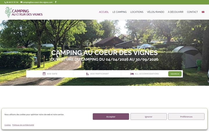 Screenshot of au-coeur-des-vignes.com