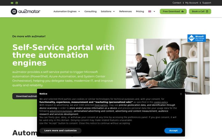 Screenshot stránky au2mator.com