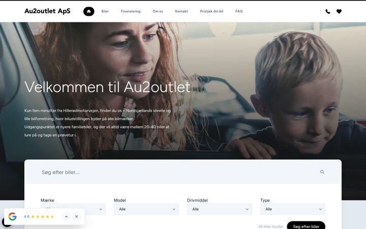 Screenshot ta' au2outlet.dk