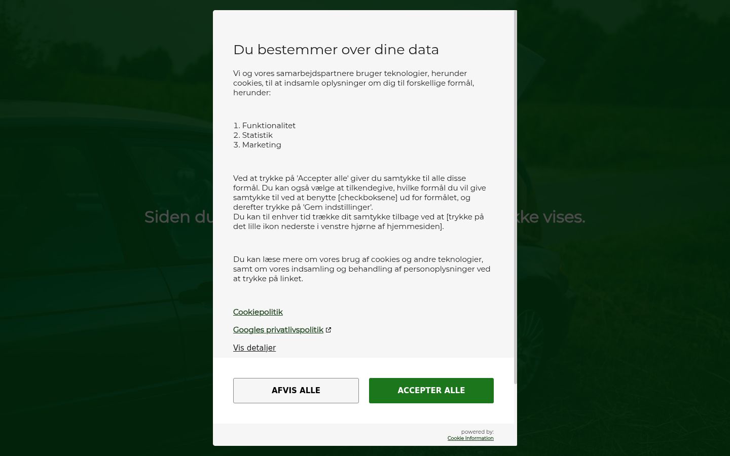 Screenshot del banner di consenso mostrato prima di qualsiasi interazione