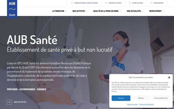 Kuvakaappaus sivustosta aub-sante.fr